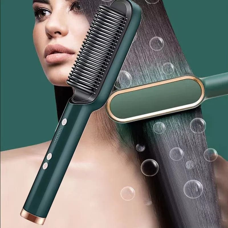 Escova Alisadora Bivolt 5 em 1 - Alisa, Hidrata, Modela, Alinha e Anti-Frizz
